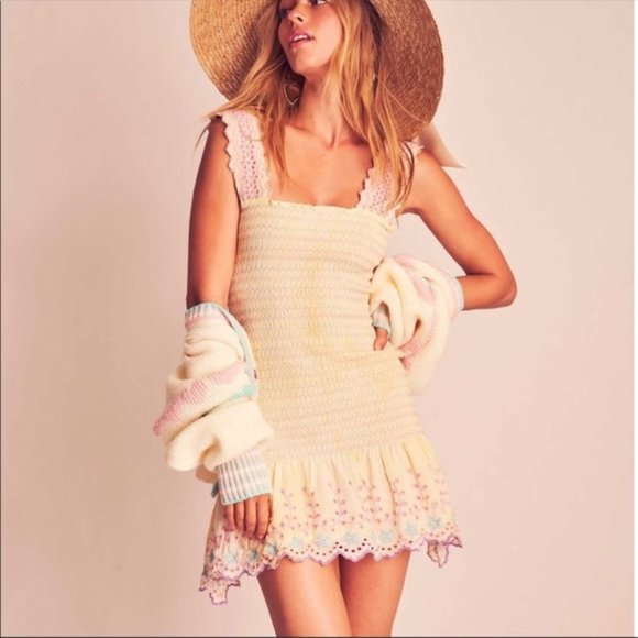 Loveshackfancy Jax smocked ruffle mini dress S - Picture 3 of 17